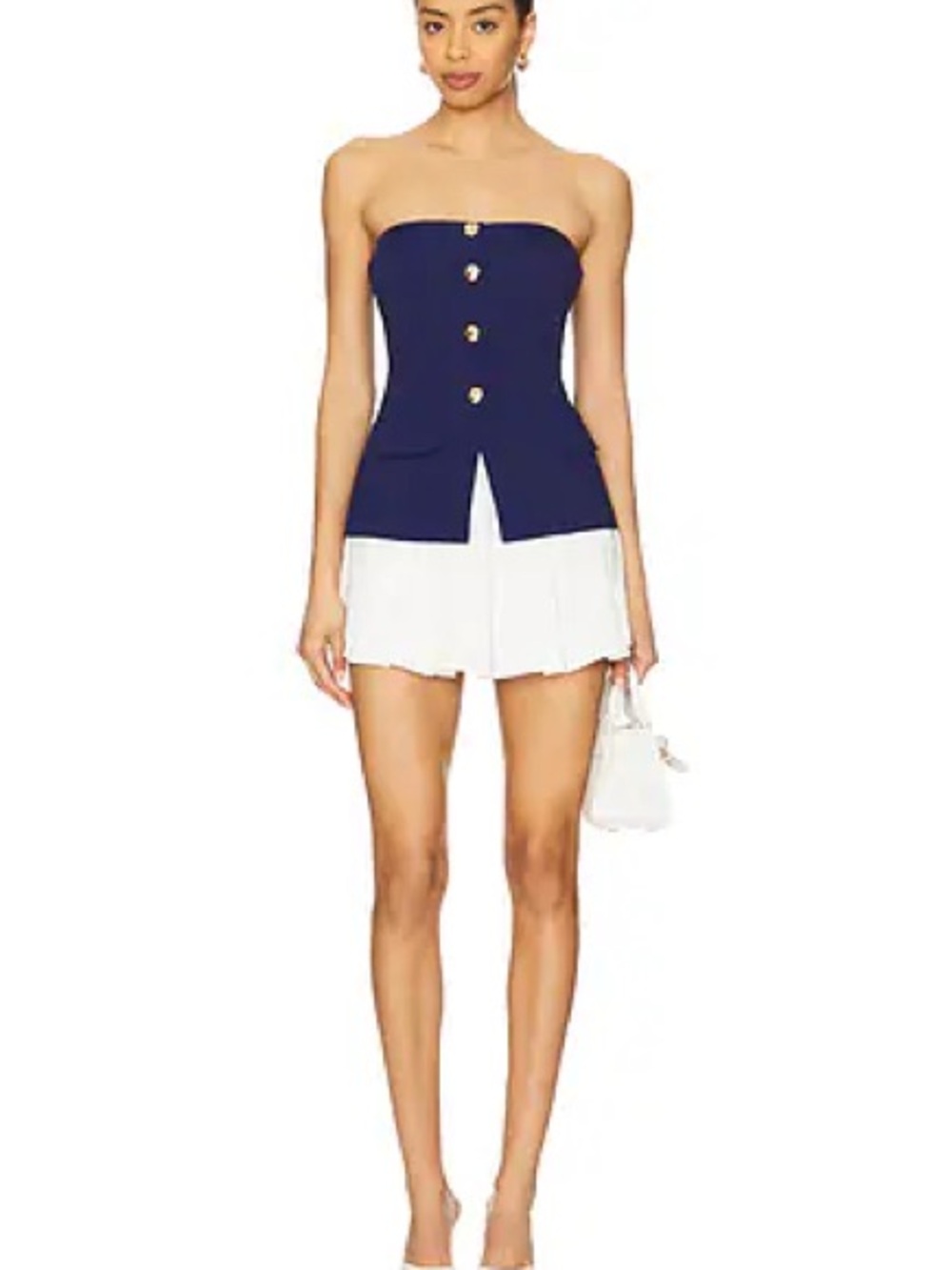 Strapless Navy and White Women’s Romper Dress